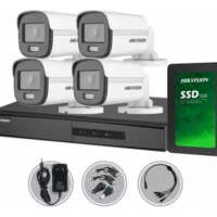 Kit Seguridad Dvr 4ch Hikvision+4 Camara 2mp Colorvu +disco